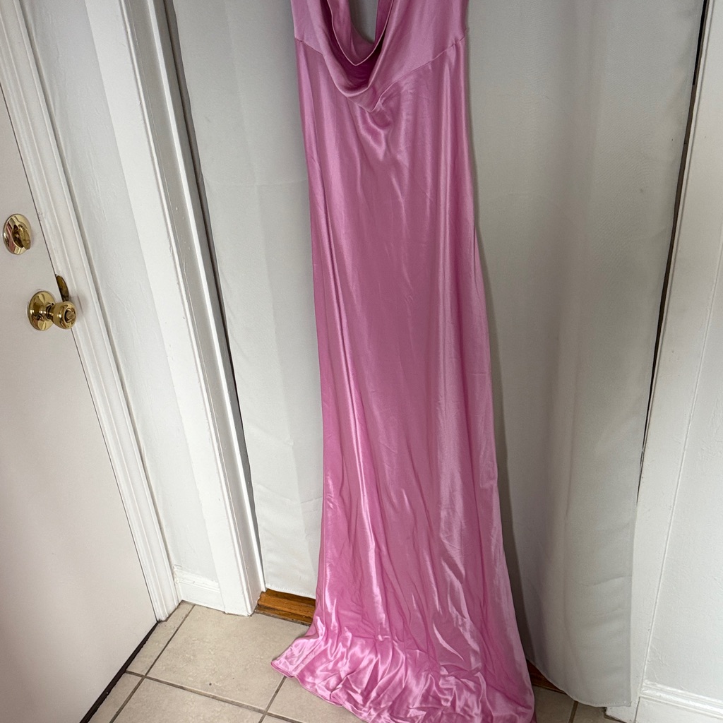 Michael Lo Sordo Silk Drape Front Maxi Dress Pink Us 8 Formal Wedding Guest — image 6 of 8